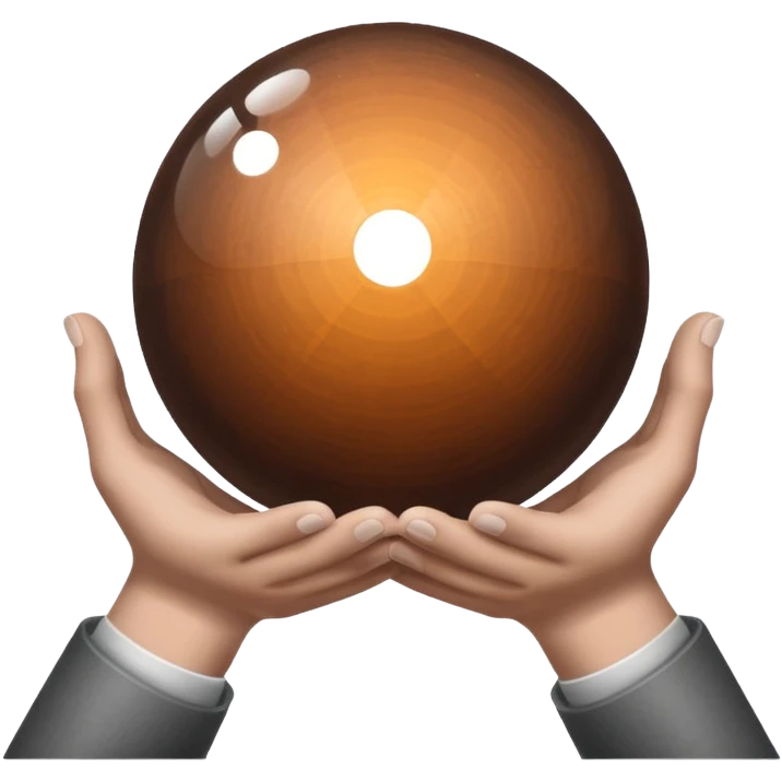 Gray and brown color magic ball and hands emoji