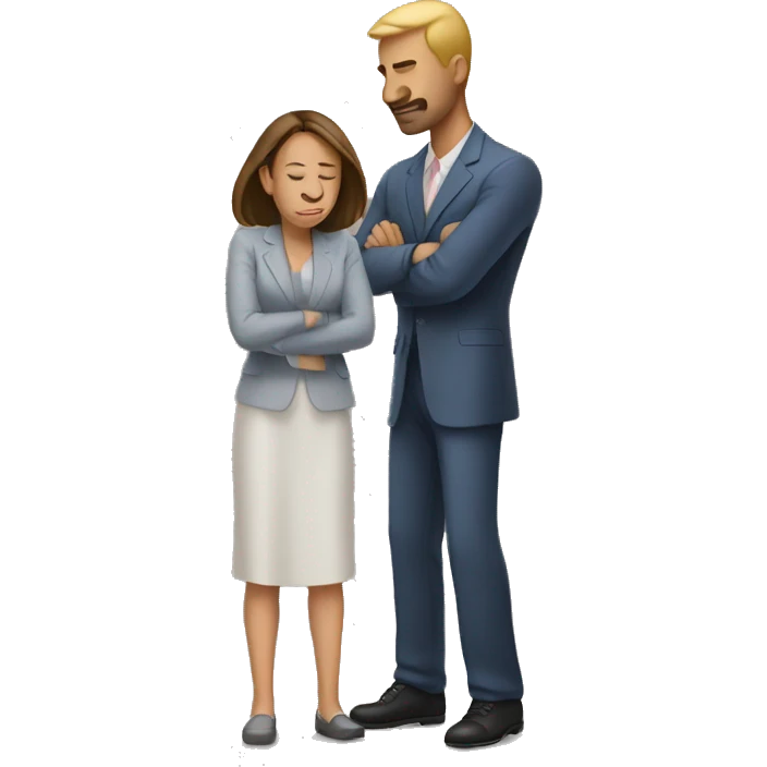 male standing emoji behind woman bowing emoji emoji