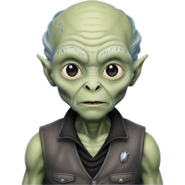 an old alien with black vest emoji