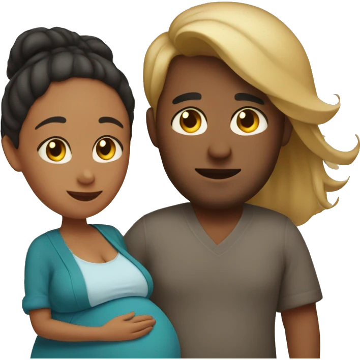 A pregnant woman with her husband  emoji