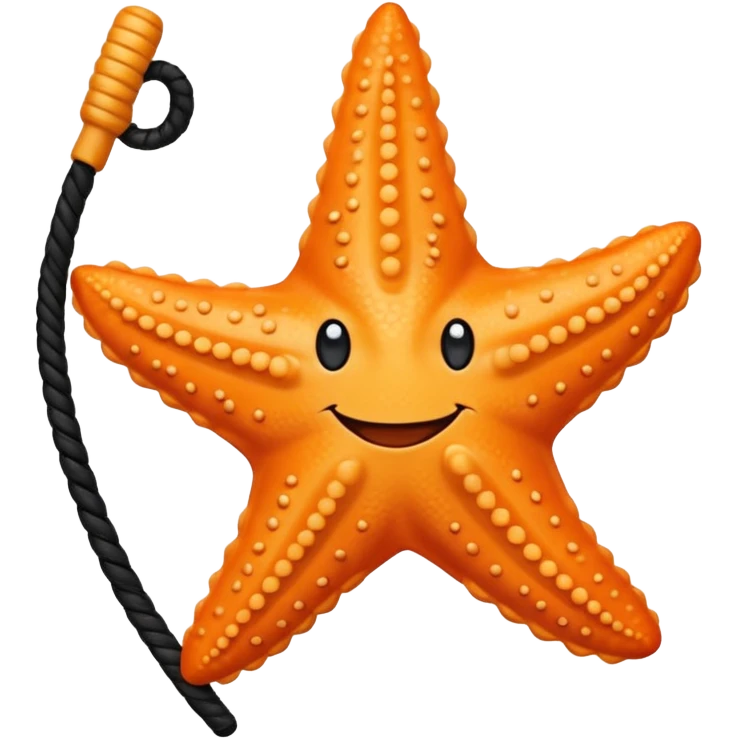 Starfish with face and a black whip emoji