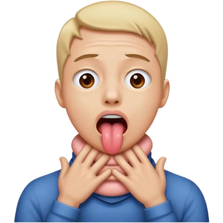 Tounge sticking out with hands around neck  emoji