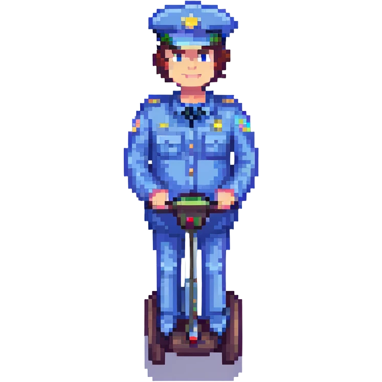 mall cop on a Segway, pixel art style emoji