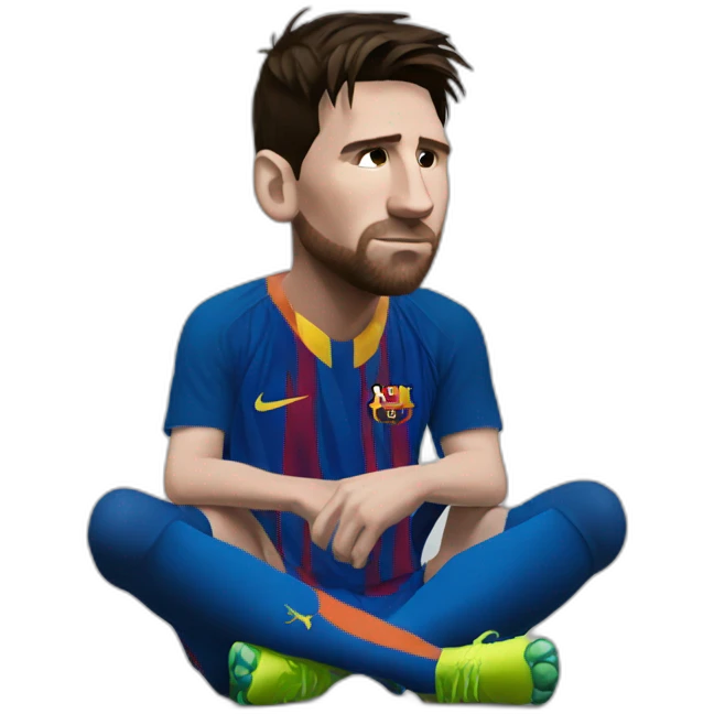 Messi sitting depressed realistic emoji