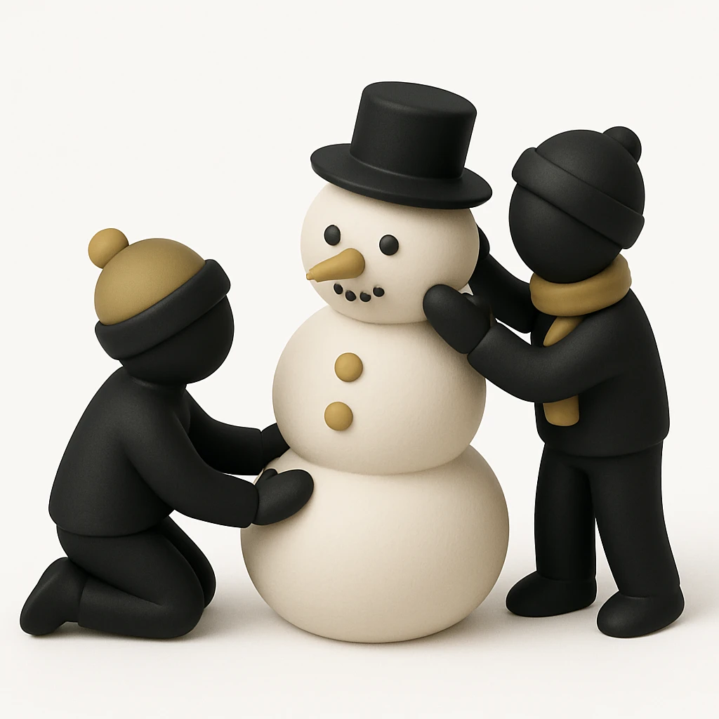 people making a snowman emoji