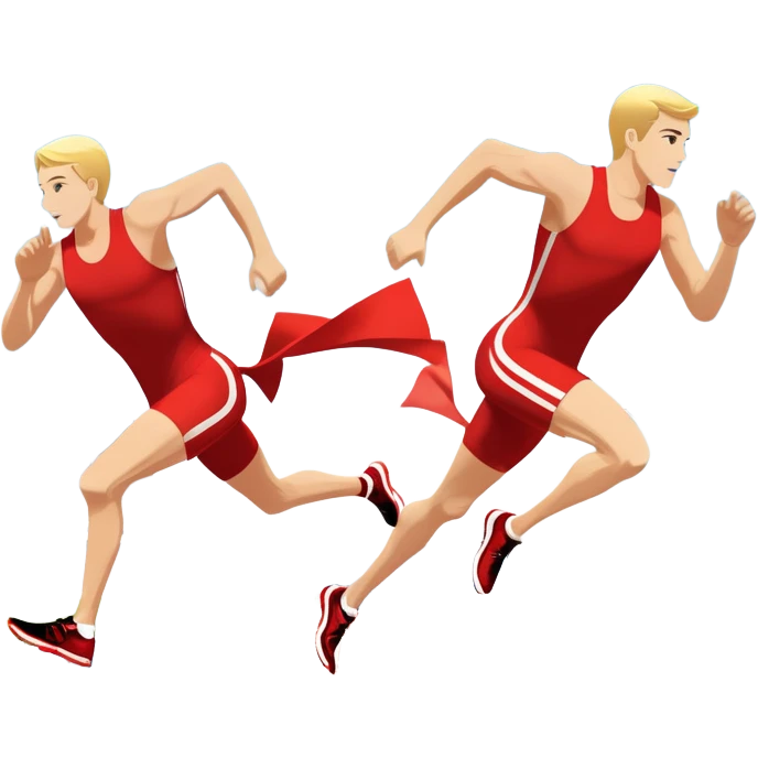 An icon featuring a running track with starting blocks and a pair of sprinting shoes in motion. The background showcases a grand stadium with cheering fans, bright sunlight, and a clear blue sky. Transparent background highlights the speed, energy, and competition of track running. emoji