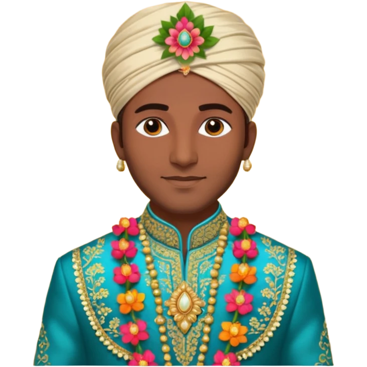 indian groom holding garland emoji