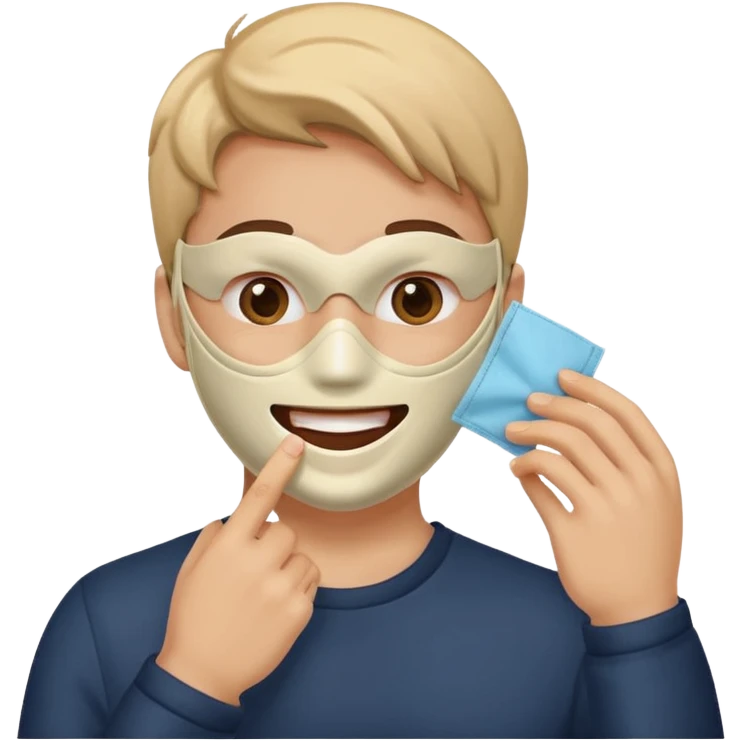 this face 😔 taking a mask off of this face 😁 emoji