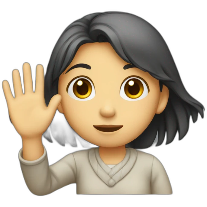 a sad girl waving goodbye emoji