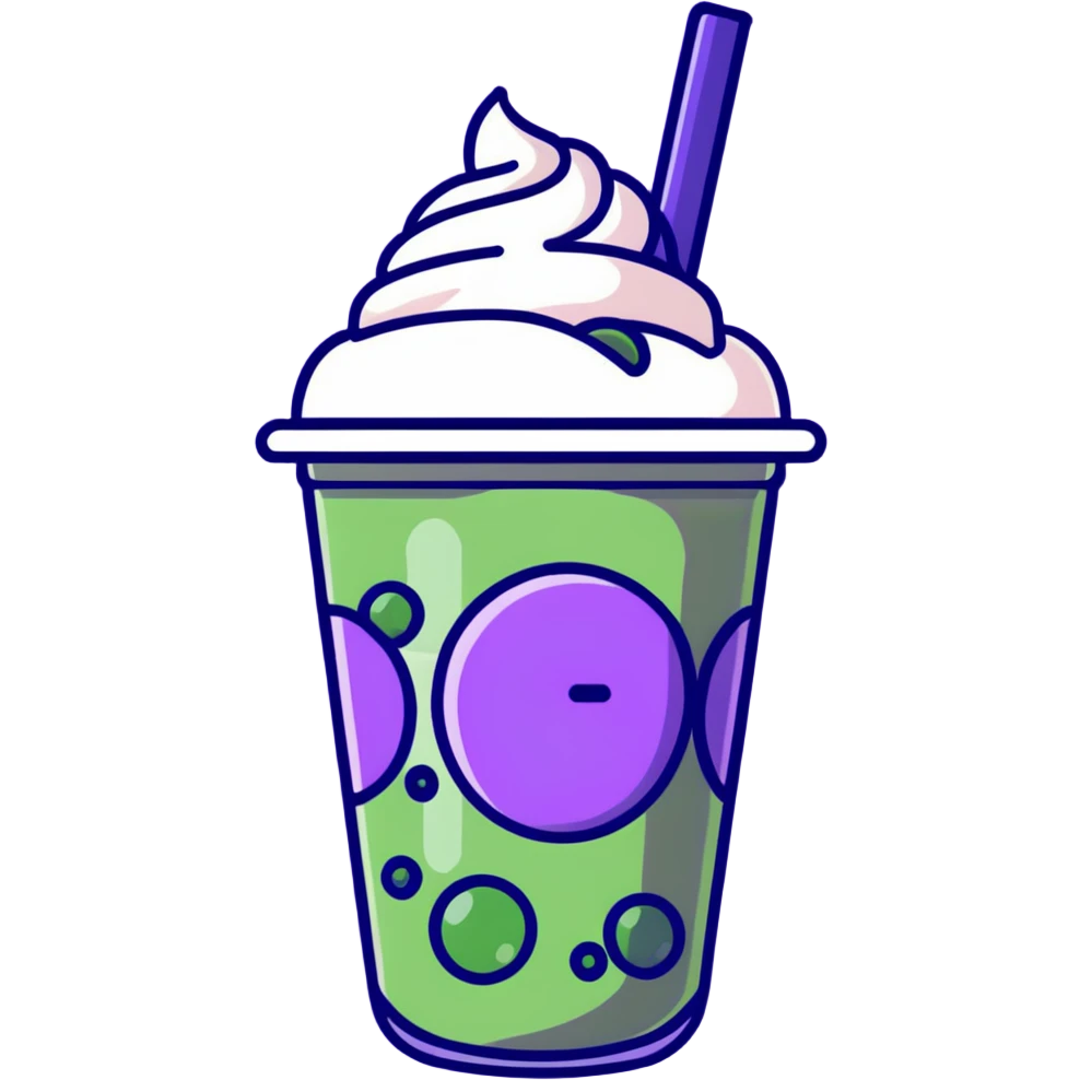 green bubble tea with whipped cream on top emoji