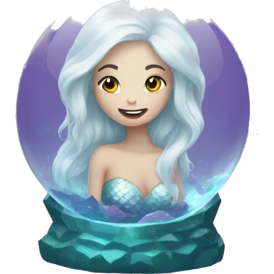 white hair mermaid in crystal ball emoji