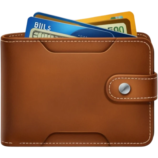 portefeuille marron avec quelques billets et carte bancaire emoji