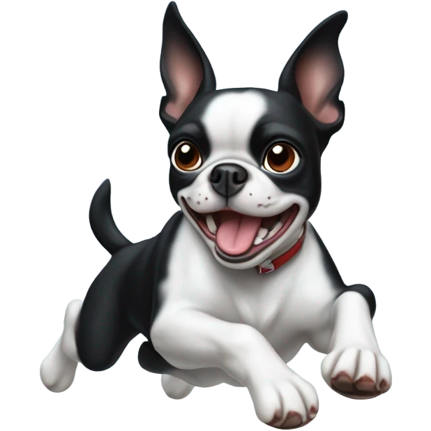 Boston terrier playing in the snow emoji
