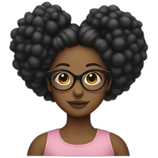 girl with 2 afro puffs and glasses emoji
