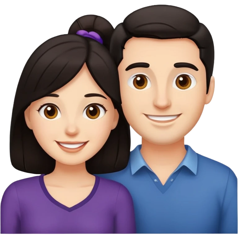 Happy Couple both with dark hair white people emoji