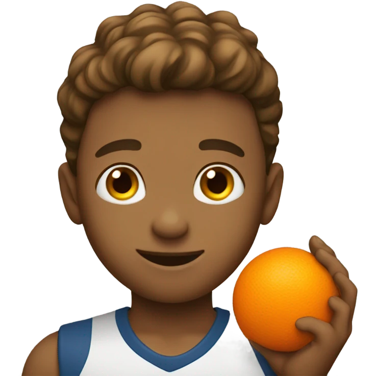 boy holding a orange ball emoji