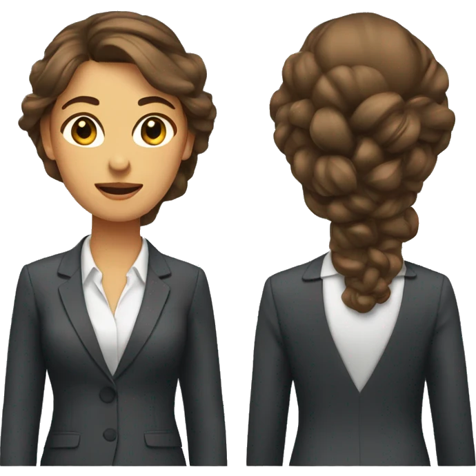 Woman with her hair up brown hair and in a suit emoji