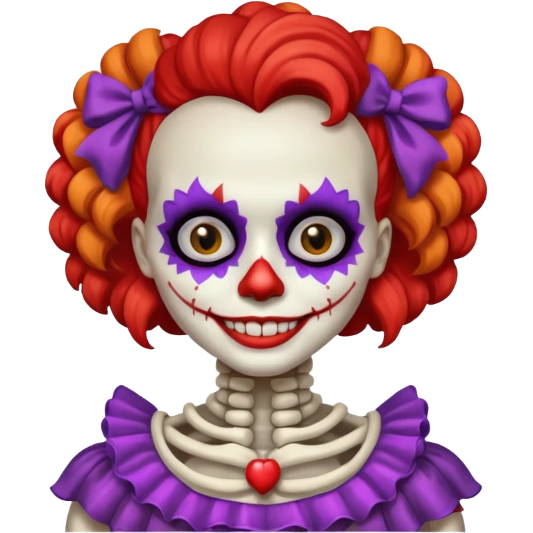 cute skeleton woman clown with makeup emoji