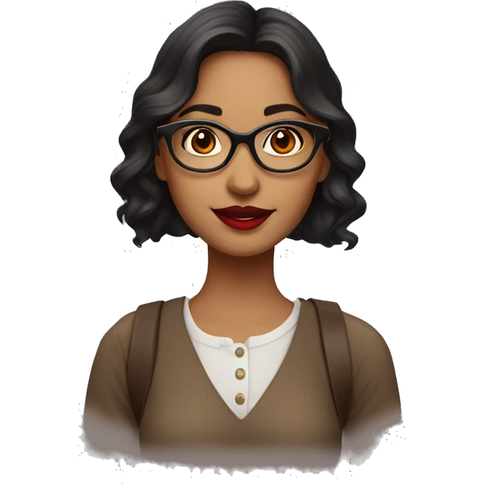 A indien beautiful girl with dark Brown hair with glasses and red lipstick emoji