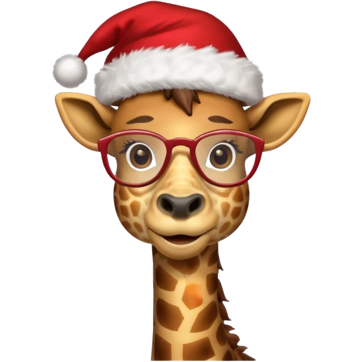 Giraffe santa cap and glasses 
 emoji