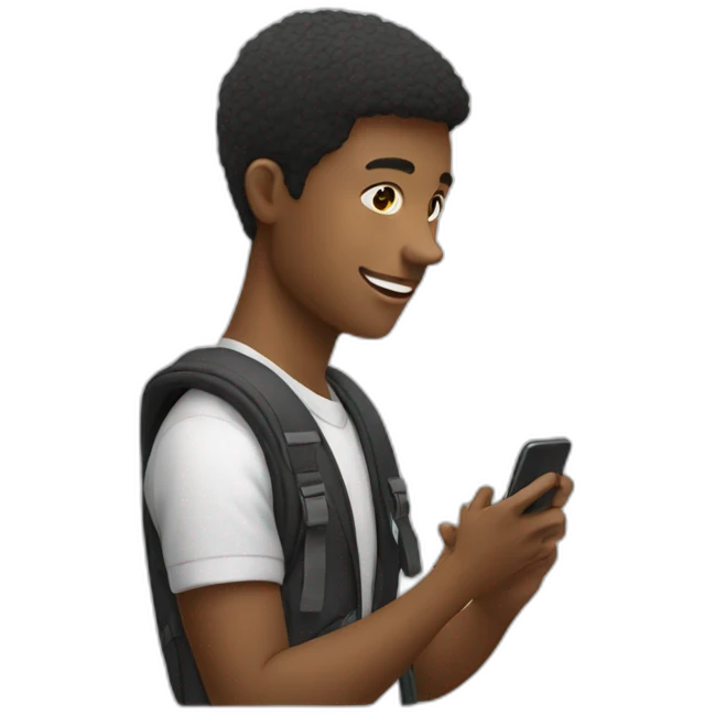 A student using mobile emoji