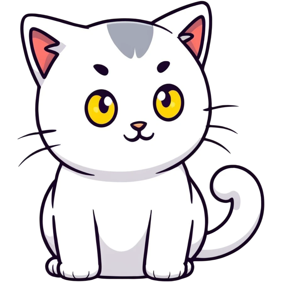 White cat with yellow eyes emoji