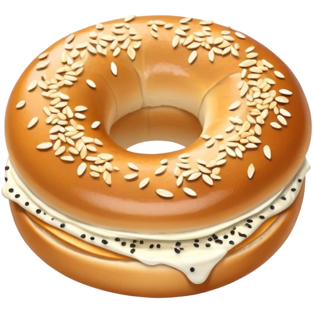 Sliced bagel with cream cheese spread on it emoji