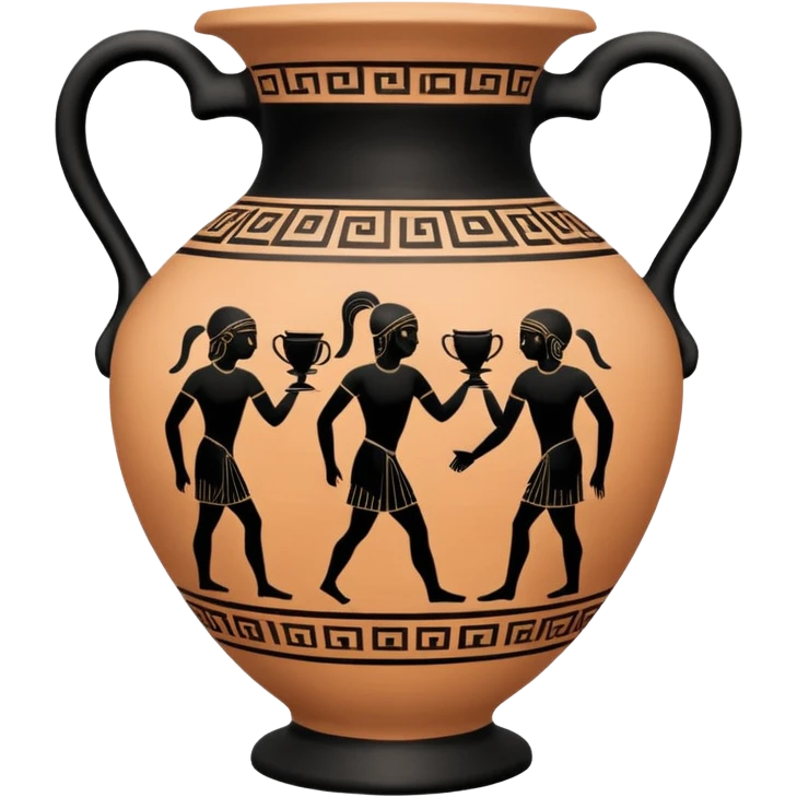 An emoji of an ancient Greek amphora vase with black-figure painting. emoji