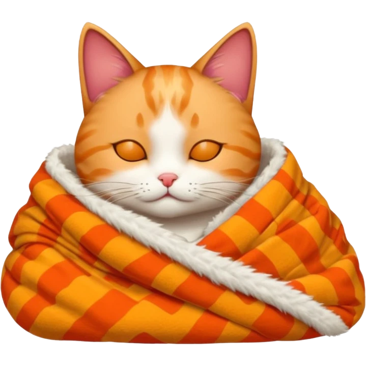 A sleepy cat patient wrapped in a warm blanket, holding a tiny hot pack.
 emoji