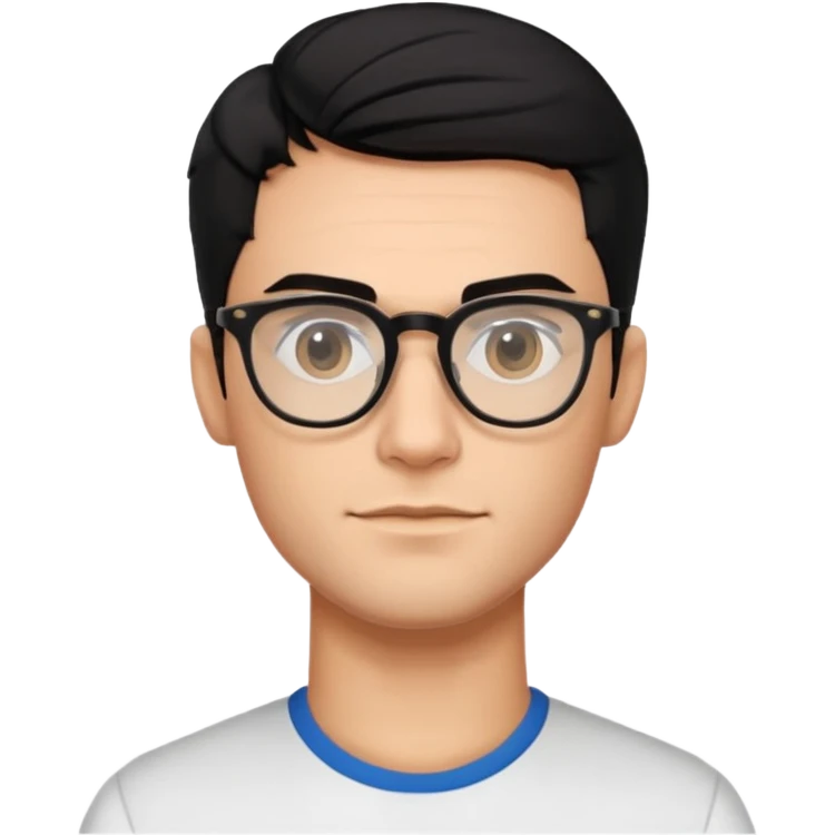 make a guy from portugal that has glasses and has a good jawline and a little masculine and black hair that spreads to the sides and make him gloss and make him MAN! and make him poo very masculinty tool upgrade cool? emoji