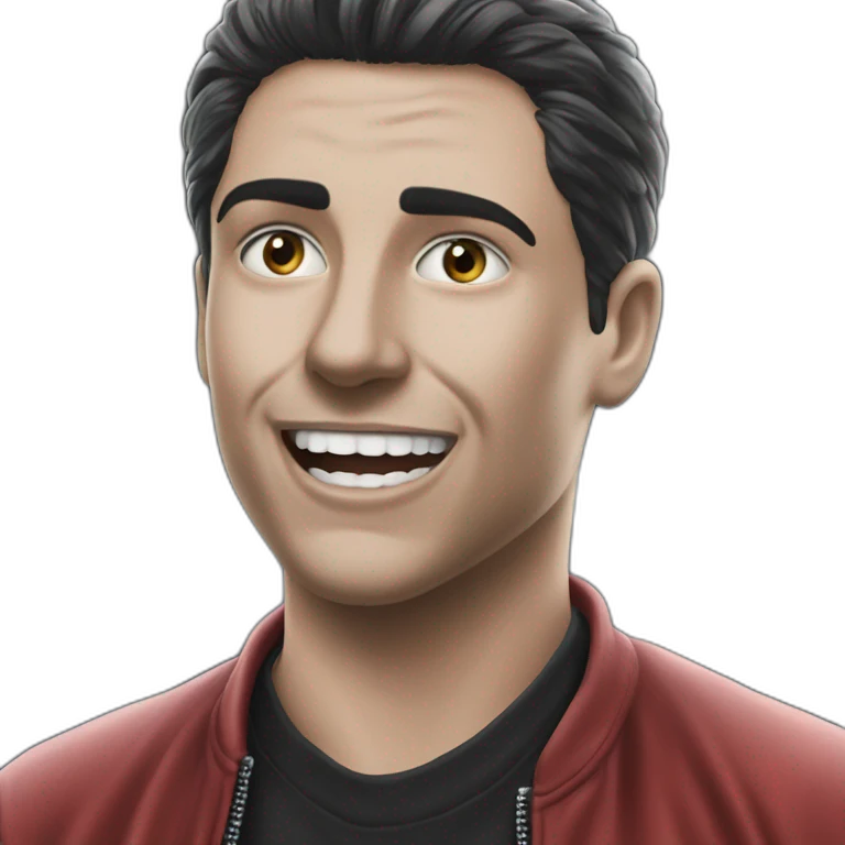 intense red jacket meme portrait emoji | AI Emoji Generator