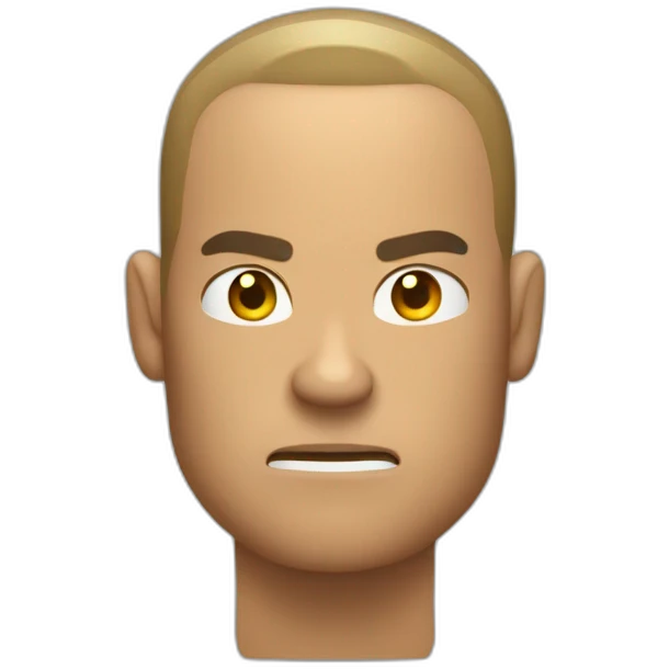 Angry muscular tan guy with buzz cut rafting emoji
