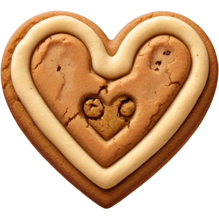 snicker doodle cookie with cinnamon powder on top in a heart shape cookie emoji