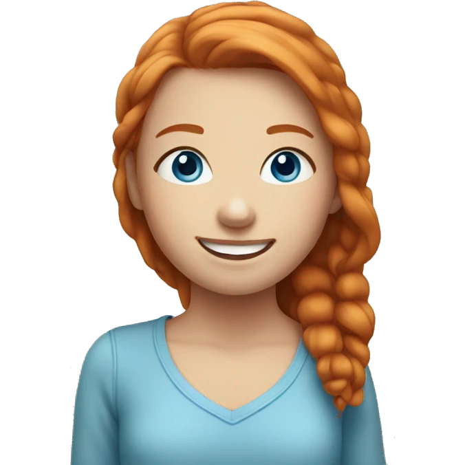 Smiling girl with blue eyes and ginger hair emoji