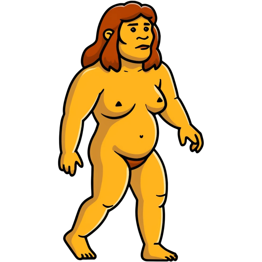fullbody neanderthal woman buxom figure emoji