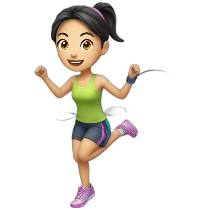 Asian girl jump roping emoji