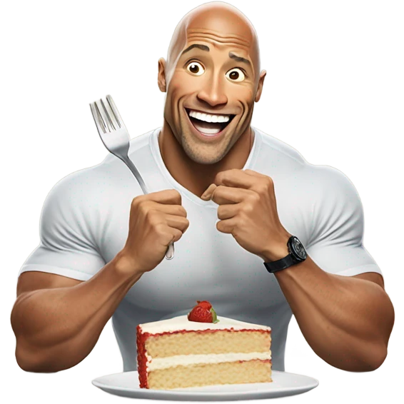 Dwayne Johnson eating cake emoji