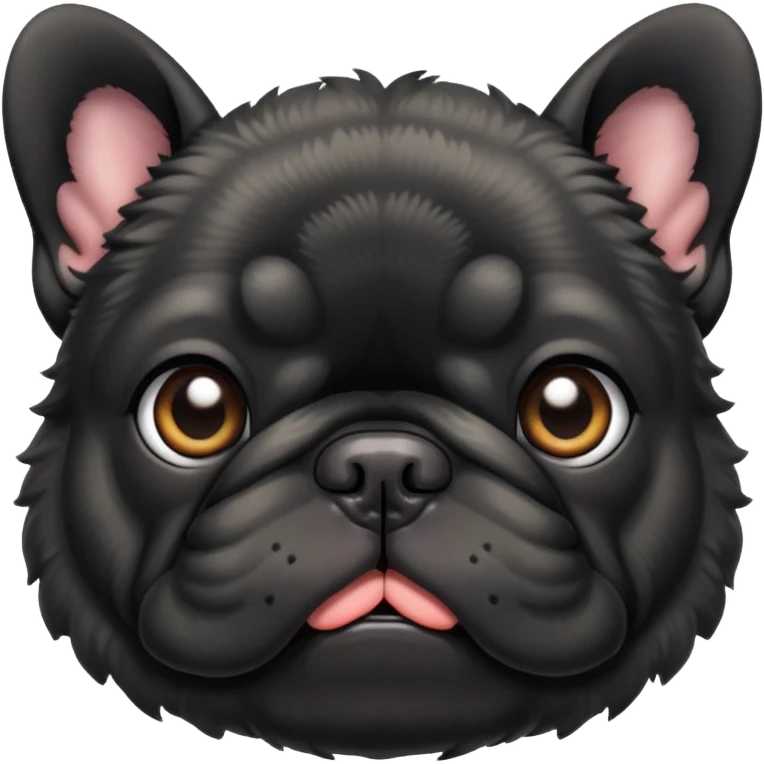Black fluffy french bull dog emoji