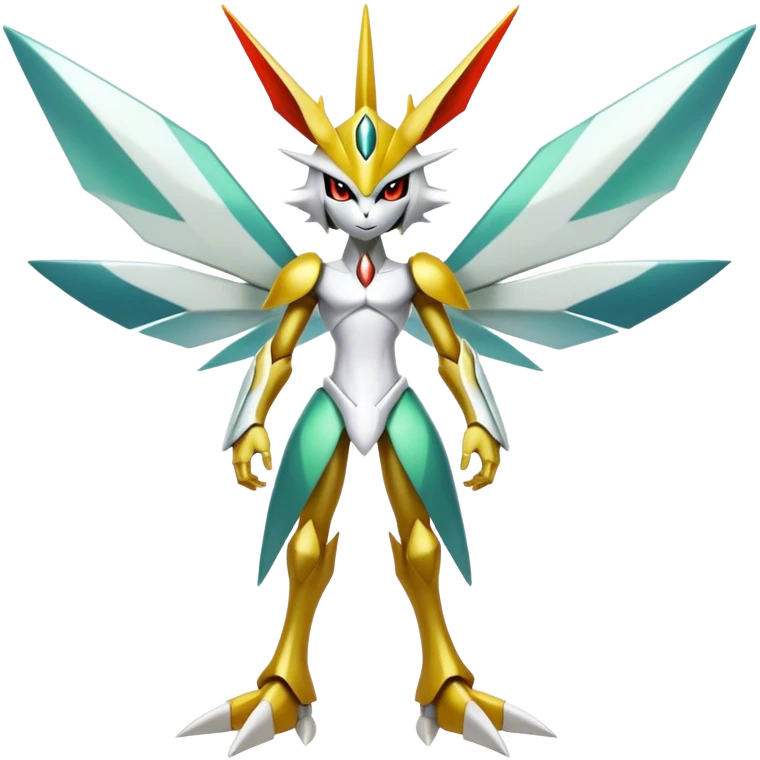 Cute Cool Edgy Shiny Futuristic Ethereal Legendary Kartana-Digimon-hybrid full body emoji