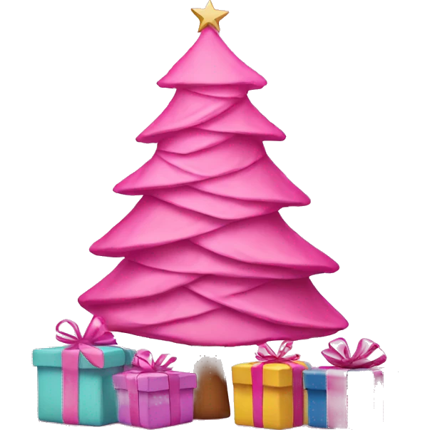 Pink Christmas tree with pink wrapped gifts emoji