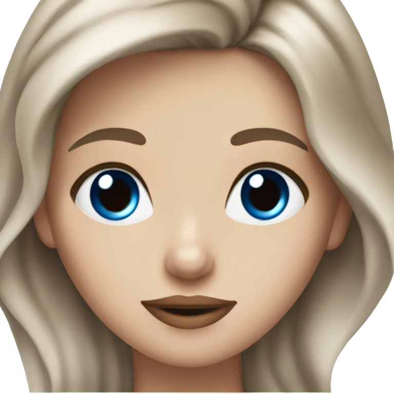 Long Brown hair white girl with blue eyes and rosy lips   emoji
