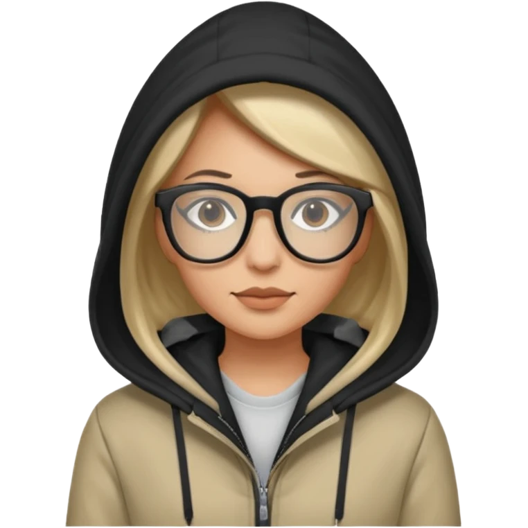 woman in hooded jackets and glasses emoji
