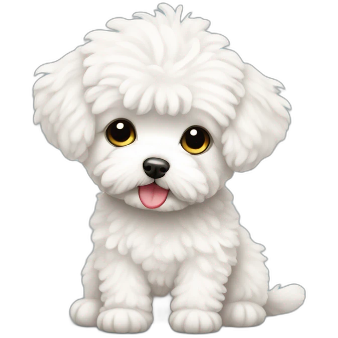 white maltipoo with heart emoji emoji