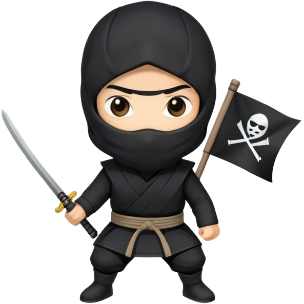 A ninja with black clothes holding a black flag emoji