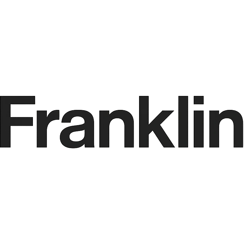 'Franklin' word mark, title case, modern Helvetica-style, startup branding, black emoji