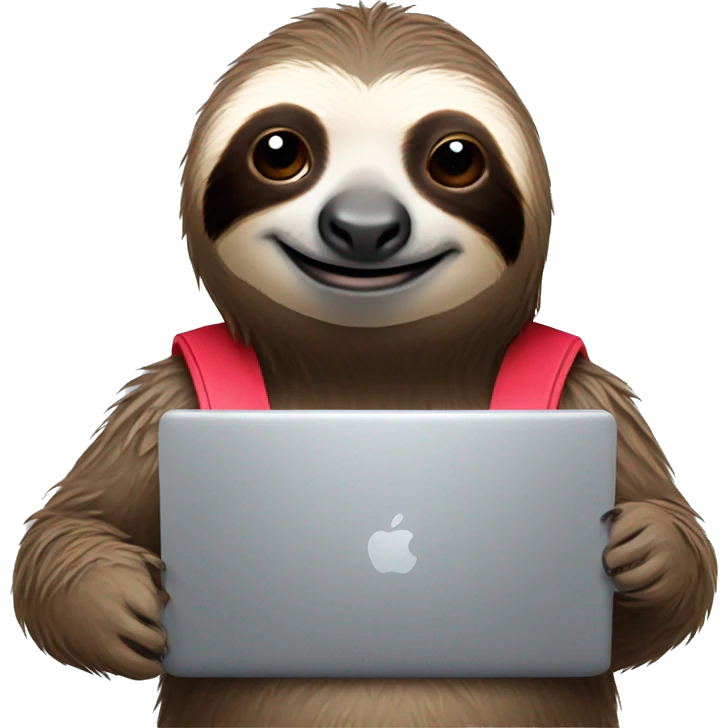 sloth with RedBull can and laptop emoji