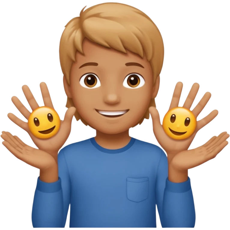kid with tan hair and holding a six in his hand and a seven and the other hand emoji