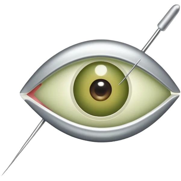 a sewing needle with thread through the eye of the needle. theres an olive garnish on the needle emoji