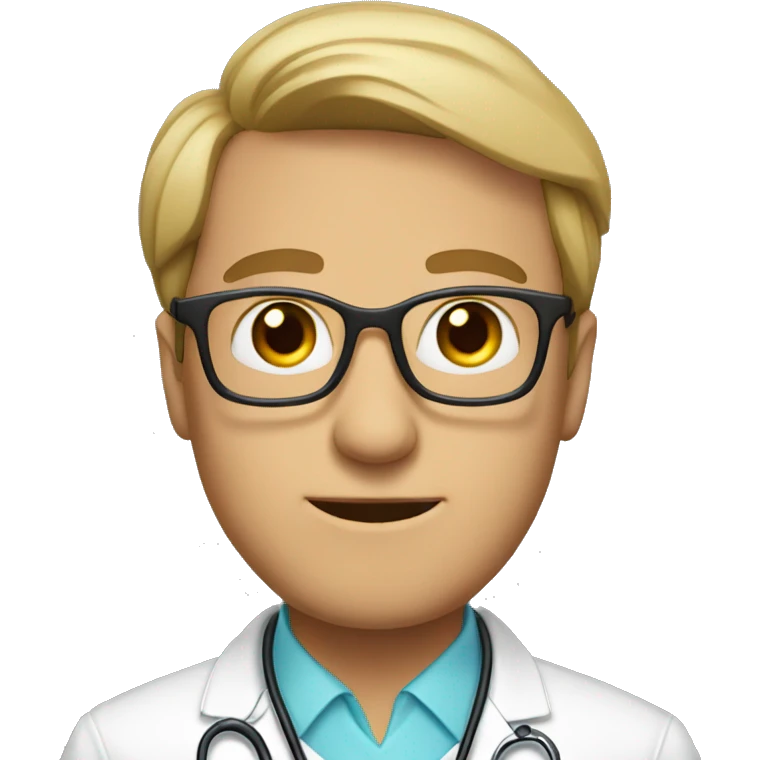 a man with glasses and large eyes in a doctor's suit emoji