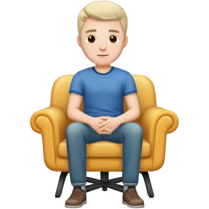 White male casual clothes sitting on chair emoji